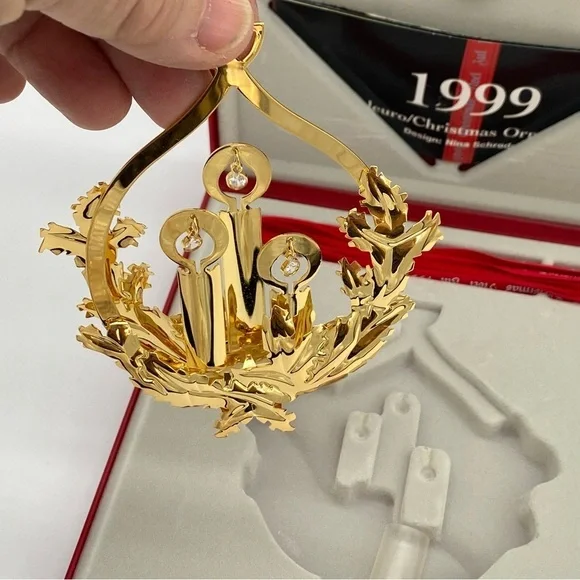 Georg Jensen Gold Plate 1999 Christmas Candles Ornament mobile collection - Picture 2 of 9